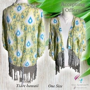 Tiare Hawaii NEW - One Size - kimono sleeves 3/4 arm tassel waterfall cover up